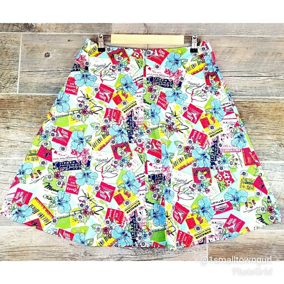 VTG Zinc Hawaiian Graphic Print Fit & Flare 10/11 - Picture 2 of 8